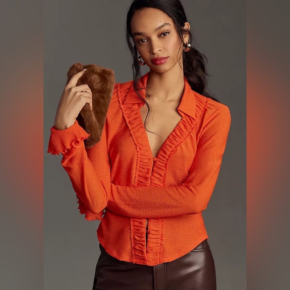 Anthropologie long sleeve textured buttondown 🧡